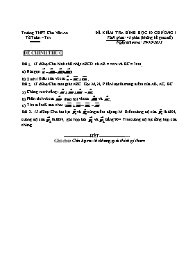 Đề kiểm tra Hình học 10 Chương I